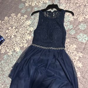 Blue Sequin Hearts Cocktail Dress